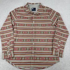 Modern Amusement Aztec Large Southwestern Geometric Stripe Button Shirt Long